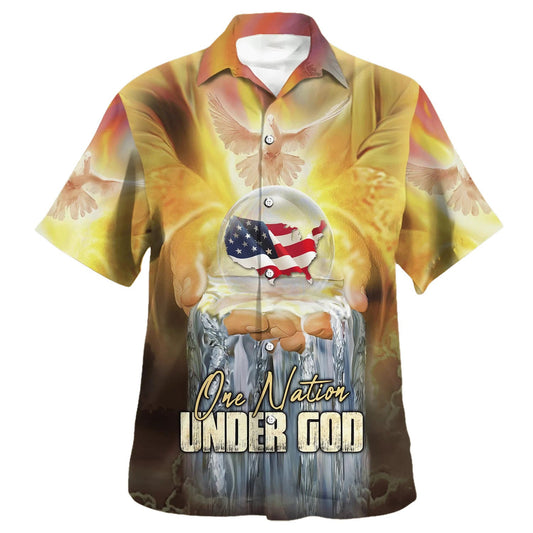 UniJames Jesus America One Nation Under God Hawaiian Shirt - Christian Hawaiian Shirt - Religious Hawaiian Shirts