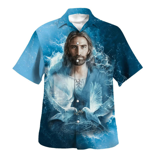 UniJames Jesus And Dove Hawaiian Shirts For Men And Women - Christian Hawaiian Shirt - Hawaiian Summer Shirts