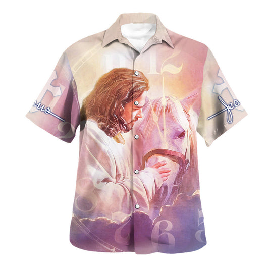 UniJames Jesus And Horses Hawaiian Shirts For Men And Women - Christian Hawaiian Shirt - Hawaiian Summer Shirts