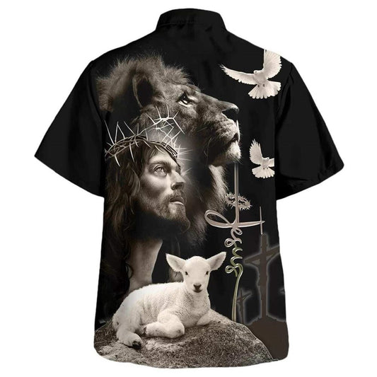 Unique Jesus And Lion And Sheep Hawaiian Shirt