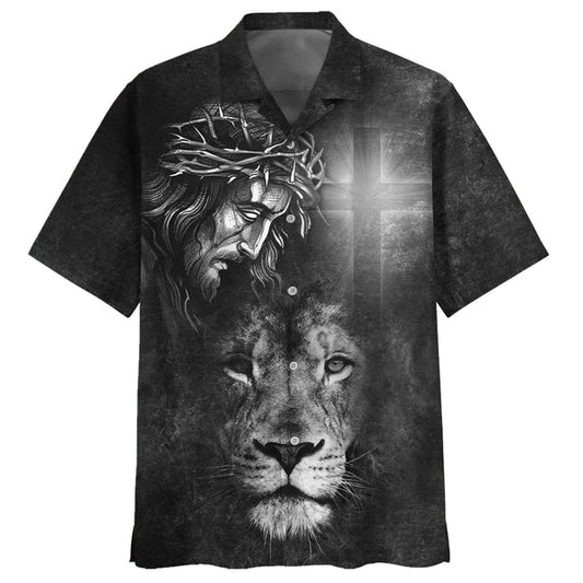 UniJames Jesus And Lion Hawaiian Shirts - Christian Hawaiian Shirt - Hawaiian Shirts For Men