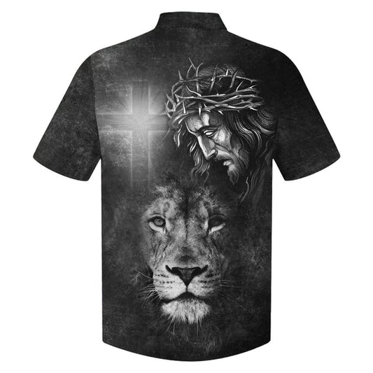 UniJames Jesus And Lion Hawaiian Shirts - Christian Hawaiian Shirt - Hawaiian Shirts For Men