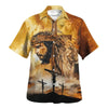 UniJames Jesus And Lion Hawaiian Shirts For Men - Christian Hawaiian Shirt - Hawaiian Summer Shirts