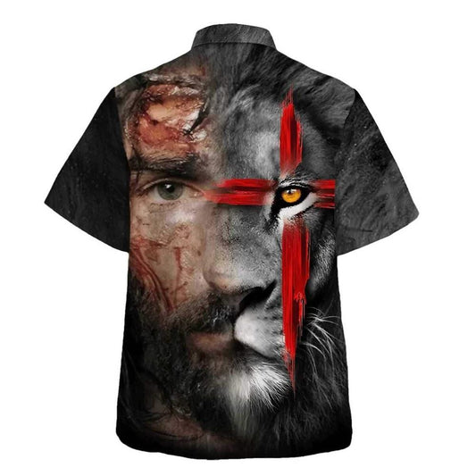 Unique Jesus And Lion King Christian Cross Hawaiian Shirt