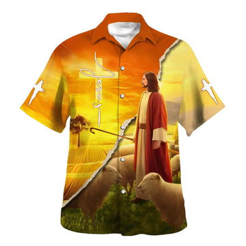 UniJames Jesus And The Lamb Hawaiian Shirts For Men And Women - Christian Hawaiian Shirt - Hawaiian Summer Shirts