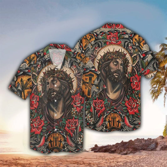 UniJames Jesus Art Vintage Hawaiian Shirt - Christian Hawaiian Shirts For Men & Women