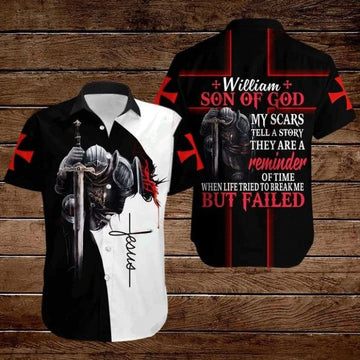 UniJames Jesus Bible William Son Of God My Scars Tell A Story They Are A Reminder Of Time Hawaiian Shirt - Christian Hawaiian Shirts For Men & Women