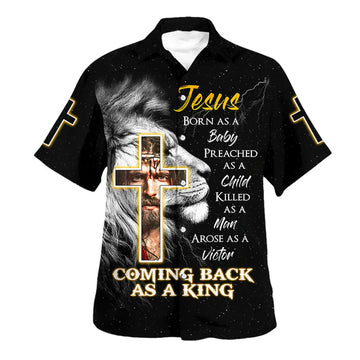 UniJames Jesus Born As A Baby Lion Cross Hawaiian Shirt - Christian Hawaiian Shirt - Religious Hawaiian Shirts