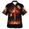 Unique Jesus Burning Fire Cross Hawaiian Shirt