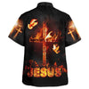 Unique Jesus Burning Fire Cross Hawaiian Shirt