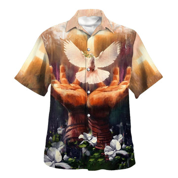 UniJames Jesus Christ Hand Hold Dove Hawaiian Shirts For Men And Women - Christian Hawaiian Shirt - Hawaiian Summer Shirts