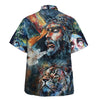 UniJames Jesus Christ Lion And Dove Hawaiian Shirts For Men - Christian Hawaiian Shirt - Hawaiian Summer Shirts