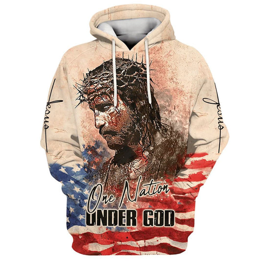 Uni Jesus Christ One Nation Under God Jesus Hoodie