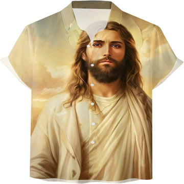 UniJames Jesus Christ Portrait Christian Hawaiian Shirt - Hawaiian Beach Shirts for Men Women