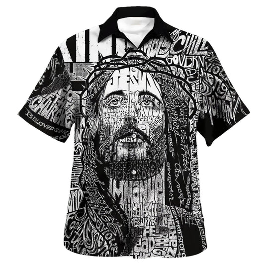 UniJames Jesus Christ Portrait Hawaiian Shirt - Christian Hawaiian Shirt - Religious Hawaiian Shirts