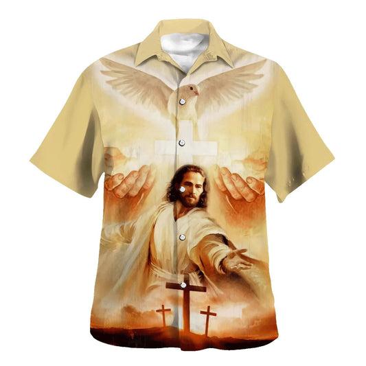 UniJames Jesus Christ Reaching Out Hand Hawaiian Shirts For Men And Women - Christian Hawaiian Shirt - Hawaiian Summer Shirts
