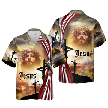 UniJames Jesus Cross Hawaiian Shirts - Religious Hawaiian Shirts - Hawaiian Christian For Men Women