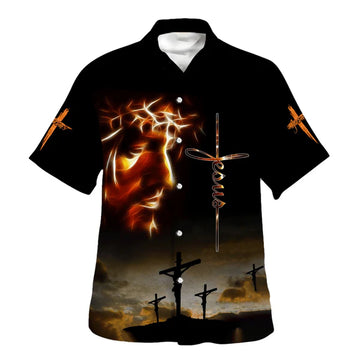 UniJames Jesus Crown Of Thorns I Can Do All Things Hawaiian Shirt - Christian Hawaiian Shirt - Religious Hawaiian Shirts