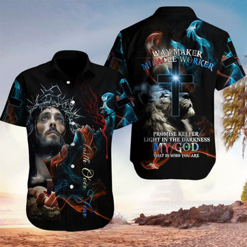 UniJames Jesus Faith Over Fear Christian Hawaiian Shirt - Christian Hawaiian Shirts For Men & Women