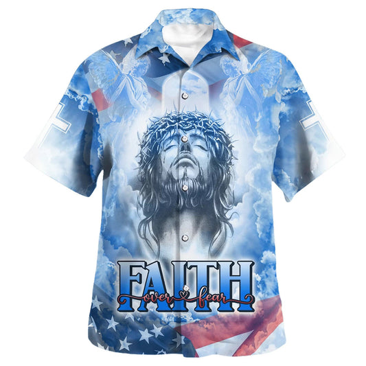 UniJames Jesus Faith Over Fear Hawaiian Shirts For Men And Women - Christian Hawaiian Shirt - Hawaiian Summer Shirts