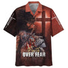 UniJames Jesus Faith Over Fear Lion Cross Hawaiian Shirt - Best Hawaiian Shirts - Christian Hawaiian Shirt