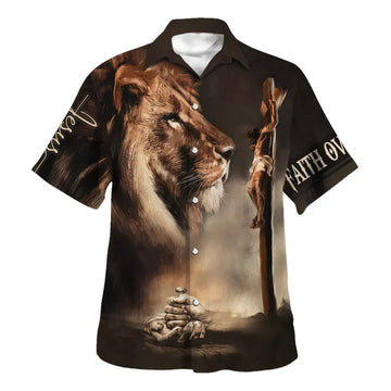UniJames Jesus Faith Over Lion Hawaiian Shirt - Best Hawaiian Shirts - Christian Hawaiian Shirt