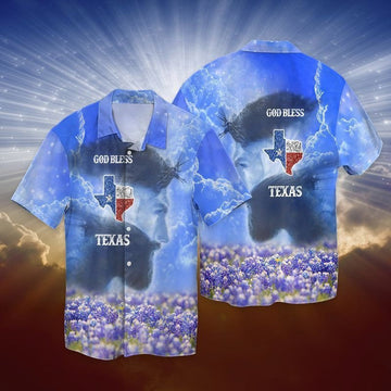 UniJames Jesus God Bless Texas Hawaiian Shirt - Christian Hawaiian Shirts For Men & Women