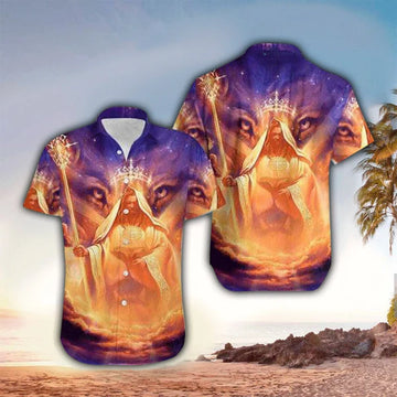 UniJames Jesus God Lion Hawaiian Shirt - Christian Hawaiian Shirt for Men Women