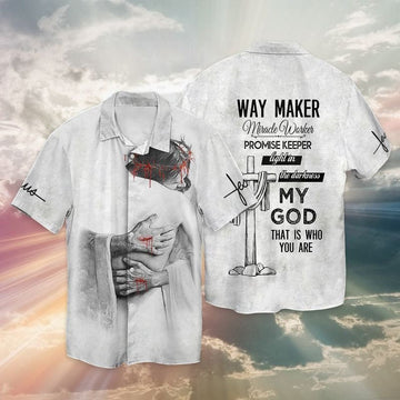 UniJames Jesus God Way Maker Miracle Worker Promise Keeper Light In The Darkness My God Hawaiian Shirt - Christian Hawaiian Shirts For Men & Women