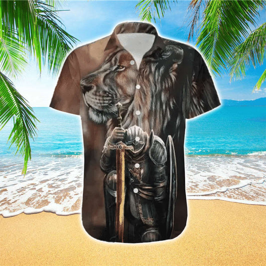 UniJames Jesus Hawaiian Shirt With Armor Of God & Lion - Christian Hawaiian Shirts For Men & Women