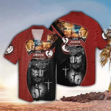 UniJames Jesus In Heart Red Hawaiian Shirt - Christian Hawaiian Shirt for Men Women