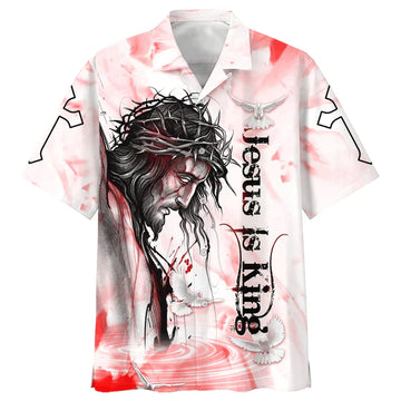 UniJames Jesus Is King Hawaiian Shirts - Christian Hawaiian Shirt - Jesus Hawaiian Shirts