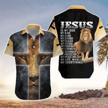 UniJames Jesus Is My Everything Jesus Hawaiian Shirt With Lion - Christian Hawaiian Shirts For Men & Women