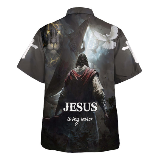 UniJames Jesus Is My Savior Hawaiian Shirt - Christ Jesus Anh The Lion Hawaiian Shirts For Men - Christian Hawaiian Shirt