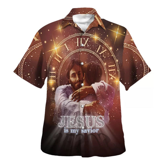 UniJames Jesus Is My Savior Hawaiian Shirt - Man Hugging Jesus Hawaiian Shirts For Men & Women - Christian Hawaiian Shirt - Hawaiian Summer Shirts