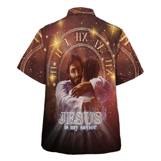 UniJames Jesus Is My Savior Hawaiian Shirt - Man Hugging Jesus Hawaiian Shirts For Men & Women - Christian Hawaiian Shirt - Hawaiian Summer Shirts