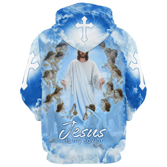 Jesus Is My Savior Hoodie Jesus And Angels 3D Hoodies Jesus Hoodie Men & Women, God 3D Printed Hoodie, Christian Apparel Hoodies