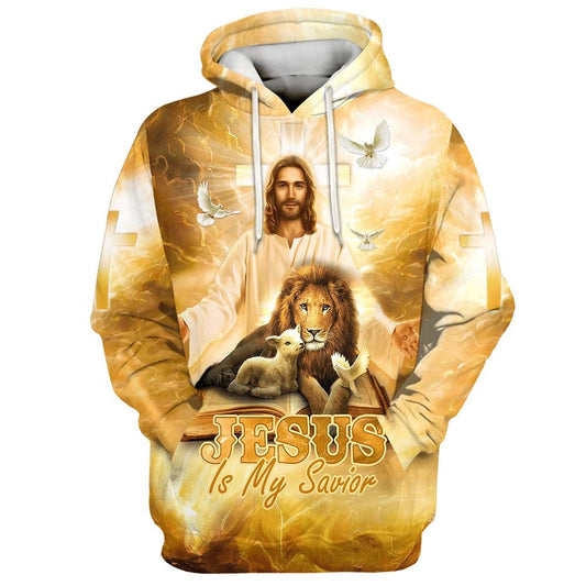 Jesus Is My Savior Hoodie Jesus Lion Sheep Dove 3D Hoodies Jesus Hoodie Men & Women, God 3D Printed Hoodie, Christian Apparel Hoodies