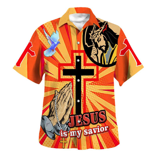 UniJames Jesus Is My Savior Jesus Pray Cross Hawaiian Shirts For Men & Women - Christian Hawaiian Shirt - Hawaiian Summer Shirts