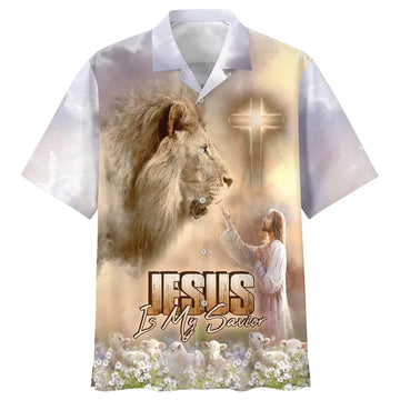 UniJames Jesus Is My Savior Lion Hawaiian Shirt - Best Hawaiian Shirts - Christian Hawaiian Shirt