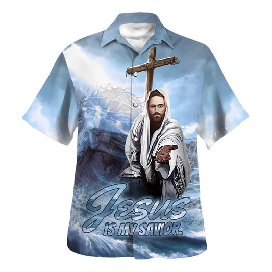 UniJames Jesus Is My Savior Reached Out Hawaiian Shirt - Christian Hawaiian Shirt - Religious Hawaiian Shirts