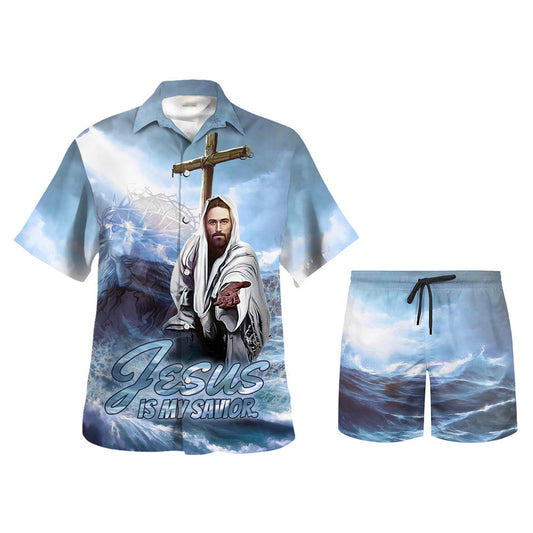 UniJames Jesus Is My Savior Reached Out Hawaiian Shirt - Christian Hawaiian Shirt - Religious Hawaiian Shirts