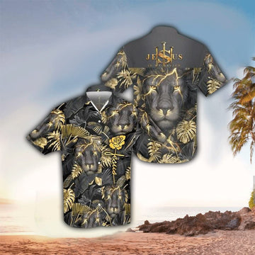 UniJames Jesus Is My Savior Three Nails Black Lion Hawaiian Shirt - Christian Hawaiian Shirts For Men & Women