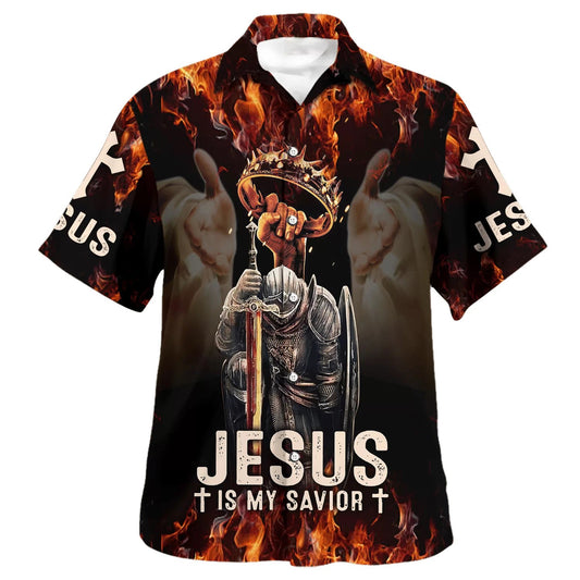 UniJames Jesus Is My Savior Warrior Hawaiian Shirt - Christian Hawaiian Shirt - Religious Hawaiian Shirts