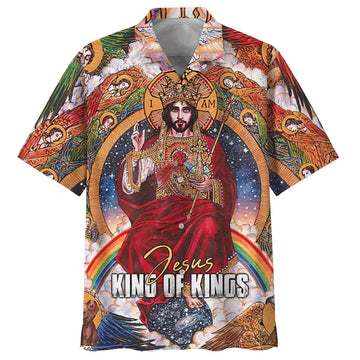 UniJames Jesus King Of Kings Hawaiian Shirt - Best Hawaiian Shirts - Christian Hawaiian Shirt