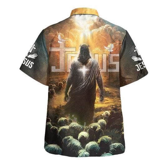Unique Jesus Leading Sheep Hawaiian Shirt