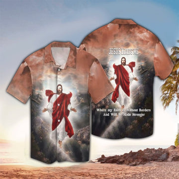 UniJames Jesus Leads Me Where My Faith Is Without Borde Hawaiian Shirt - Christian Hawaiian Shirts For Men & Women
