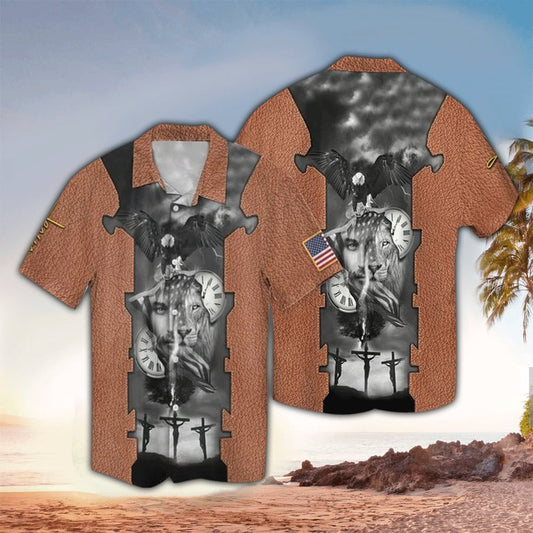 UniJames Jesus Lion American God Hawaiian Shirt - Christian Hawaiian Shirts For Men & Women