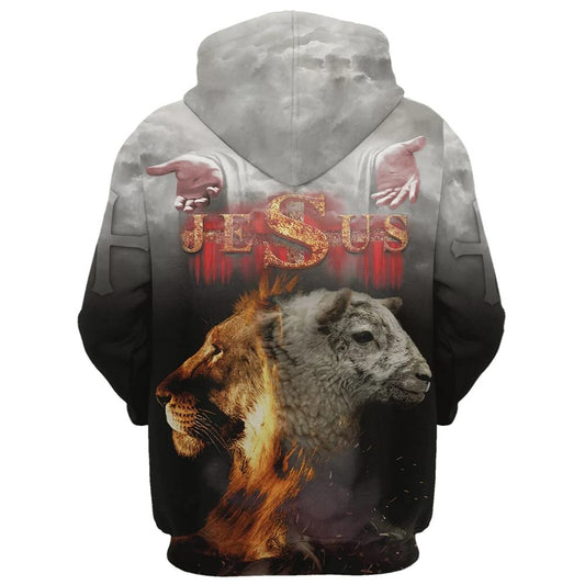 Uni Jesus Lion And Lamb, The Hand Of Jesus 3D Hoodie