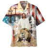 UniJames Jesus Lion And The Lamb Cross Hawaiian Shirts - Christian Hawaiian Shirt - Hawaiian Shirts For Men